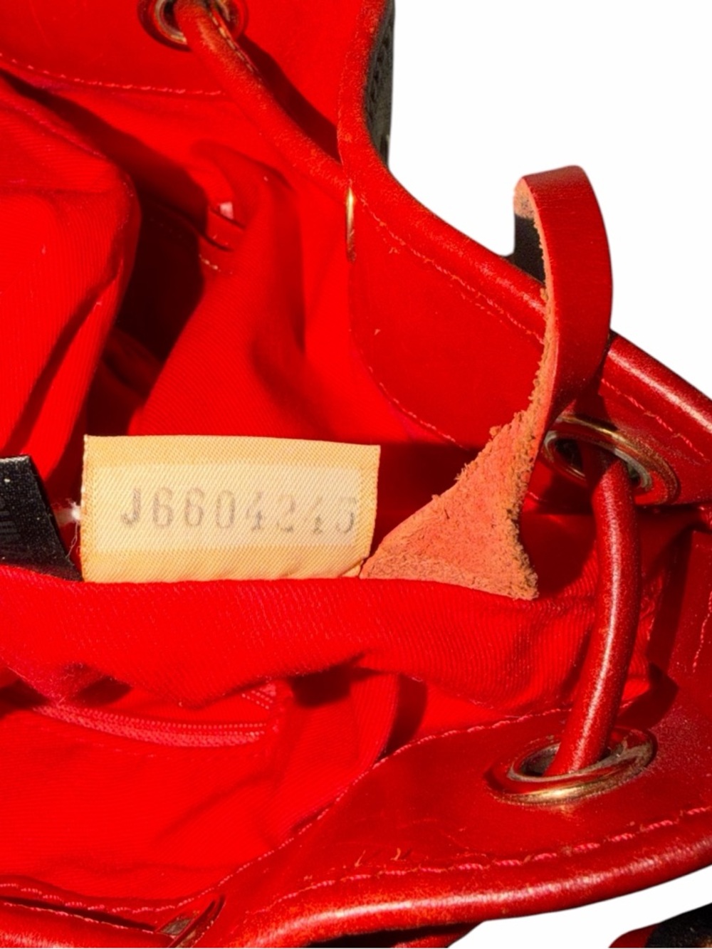 REHAB Dooney & Bourke Red Trim Zebra-Print Drawstring Bucket Bag - Picture 13 of 14
